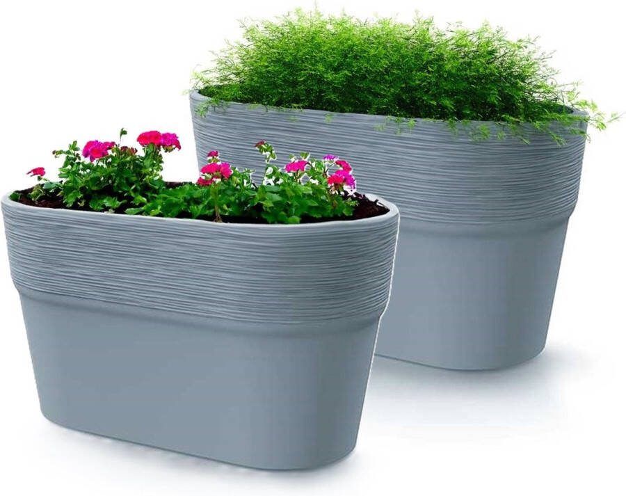 Prosperplast Plantenpot bloempot Windsor 2x lichtgrijs L28 x B15 x H15 cm Ovaal