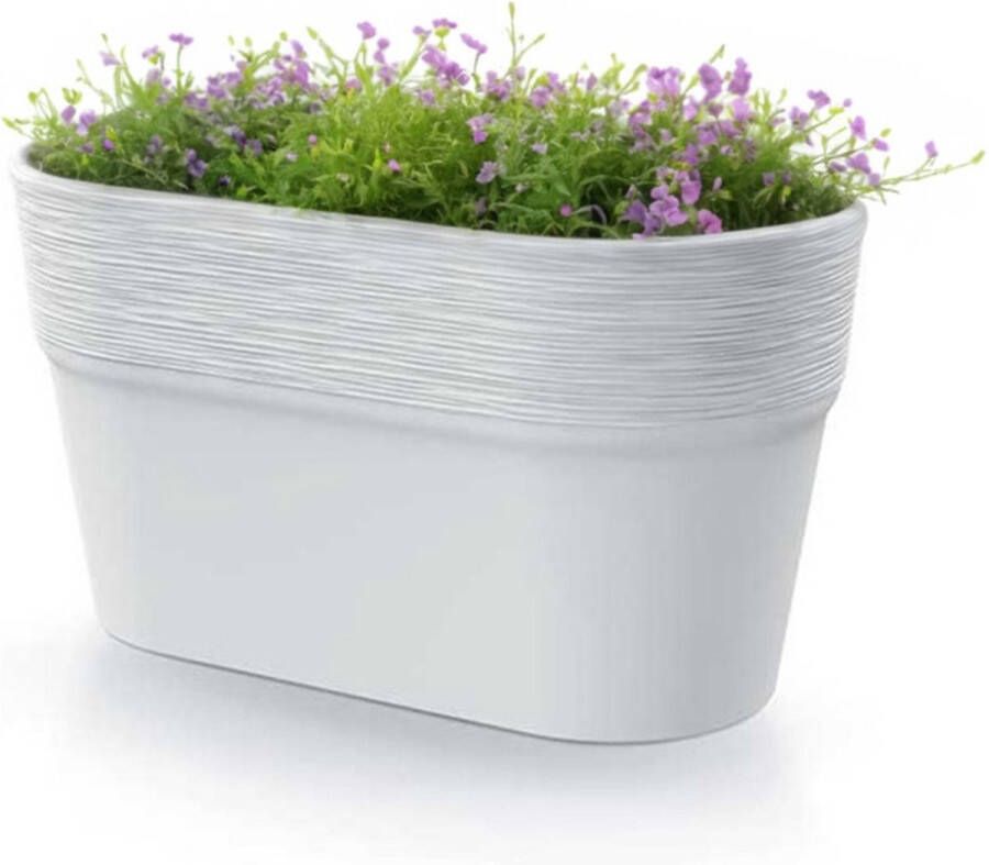 Prosperplast Plantenpot bloempot Windsor buiten binnen design kunststof ivoor wit L28 x B15 x H15 cm Ovaal