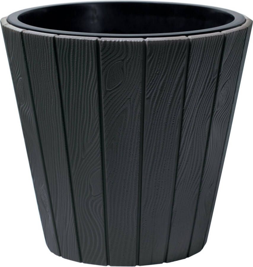 Prosperplast Plantenpot bloempot Wood Style buiten binnen kunststof antraciet D49 x H45 cm