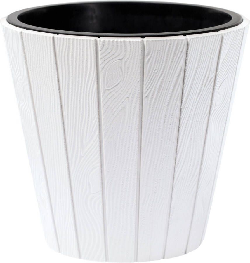 Prosperplast Plantenpot bloempot Wood Style buiten binnen kunststof wit D40 x H37 cm