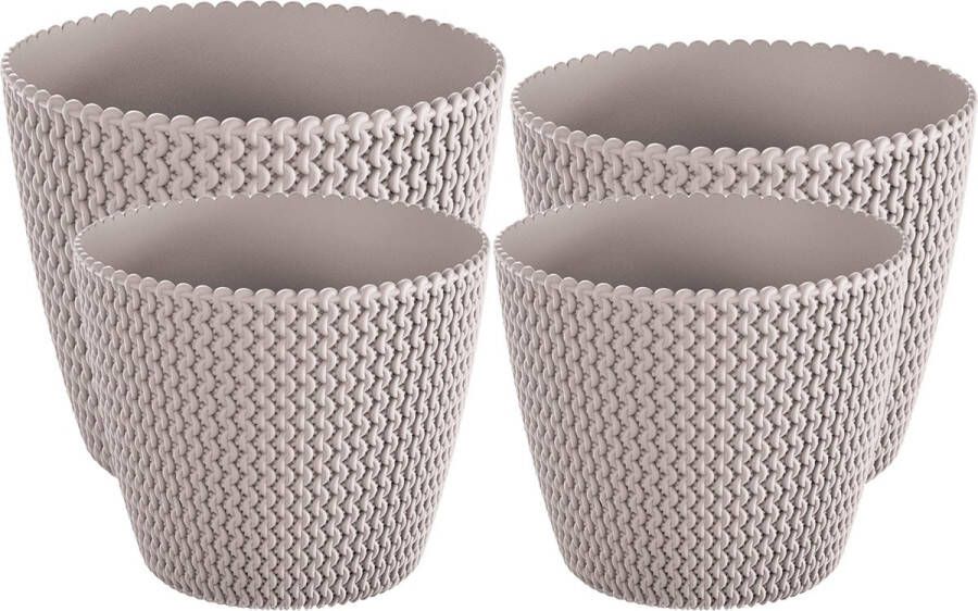 Prosperplast Plantenpotten bloempot Set 4x Mix Formaten Kunststof Taupe 22 19 16 Cm Plantenpotten