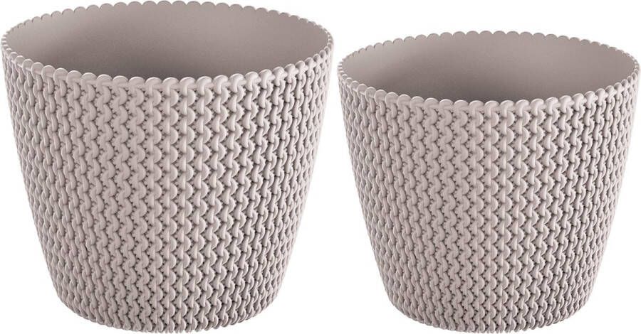 Prosperplast Plantenpotten bloempot Set 4x Kunststof Taupe 16 X 13 En 13 X 11 Cm Plantenpotten