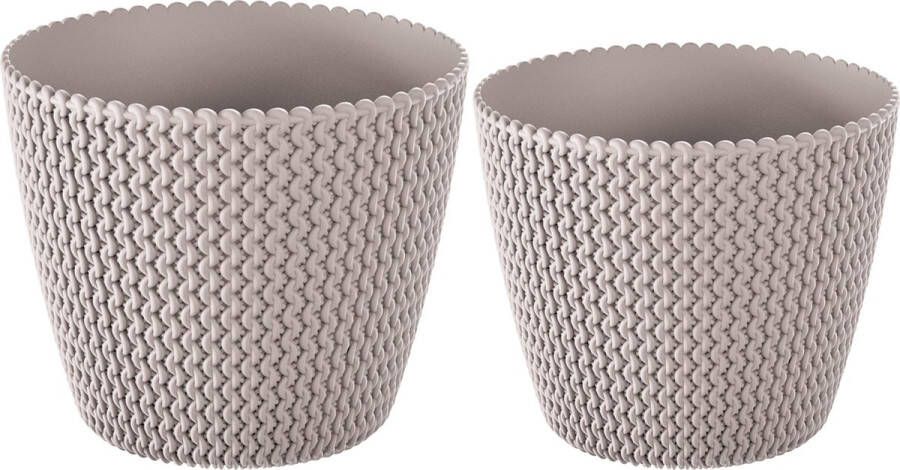 Prosperplast Plantenpotten bloempot Set 4x Kunststof Taupe 30 X 25 En 26 X 22 Cm Plantenpotten