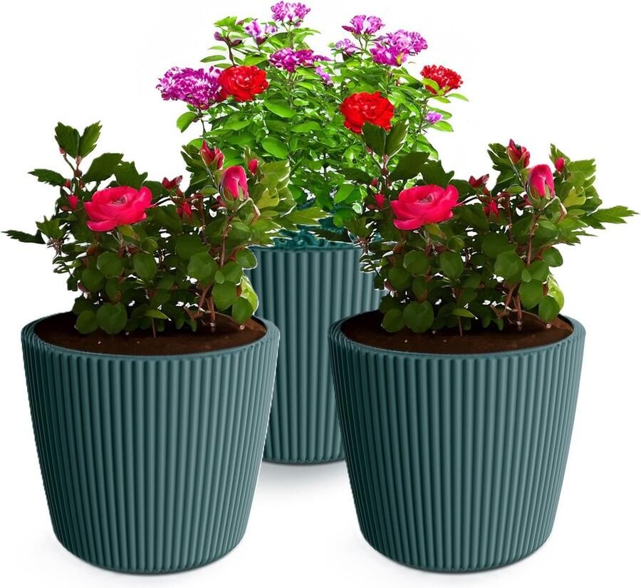 Prosperplast Plantenpot bloempot Buckingham 3x zeeblauw D14 x H13 cm