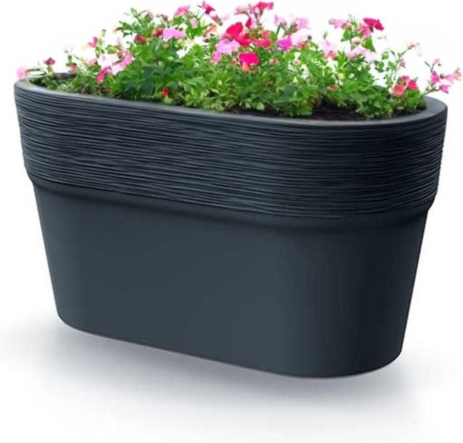 Prosperplast Plantenpot bloempot Windsor buiten binnen design kunststof antraciet L28 x B15 x H15 cm Ovaal