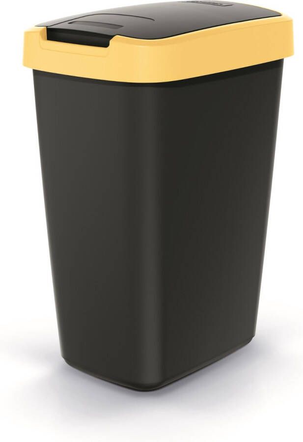 Prosperplast Prullenbak Afvalbak 12L Zwart met geel frame