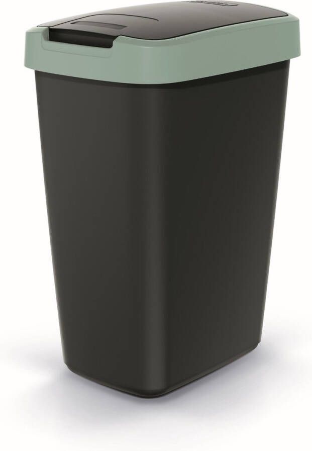 Prosperplast Prullenbak Afvalbak 12L Zwart met groen frame