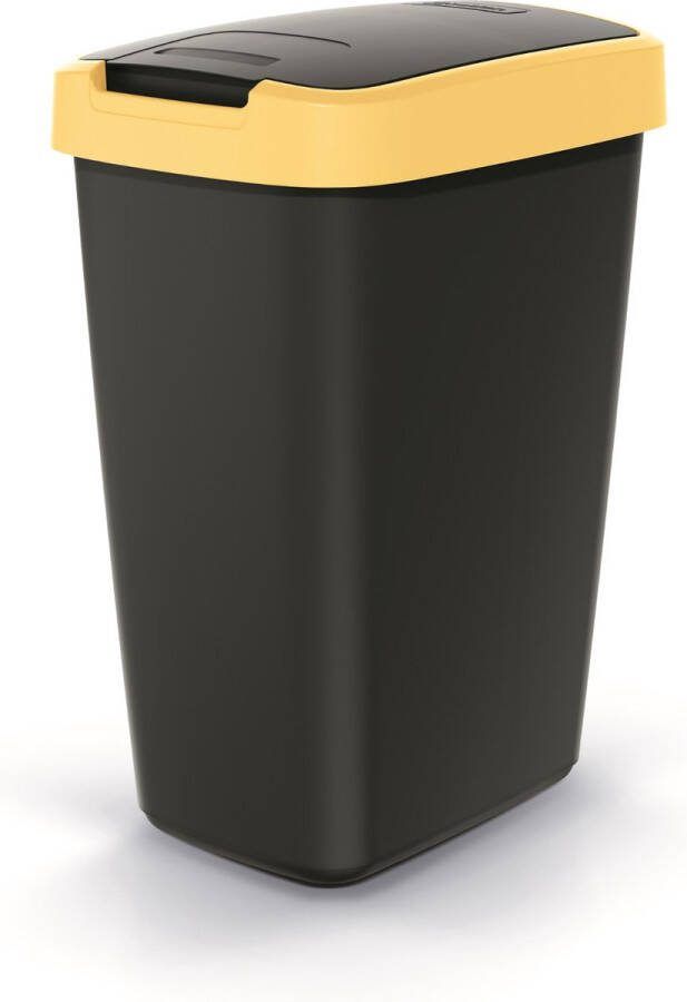 Prosperplast Prullenbak Afvalbak 25L Zwart met geel frame