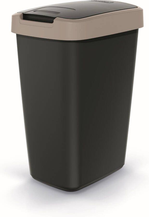 Prosperplast Prullenbak Afvalbak 25L Zwart met lichtbruin frame