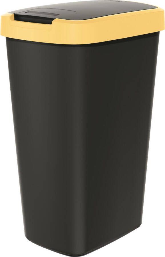 Prosperplast Prullenbak Afvalbak 45L Zwart met geel frame