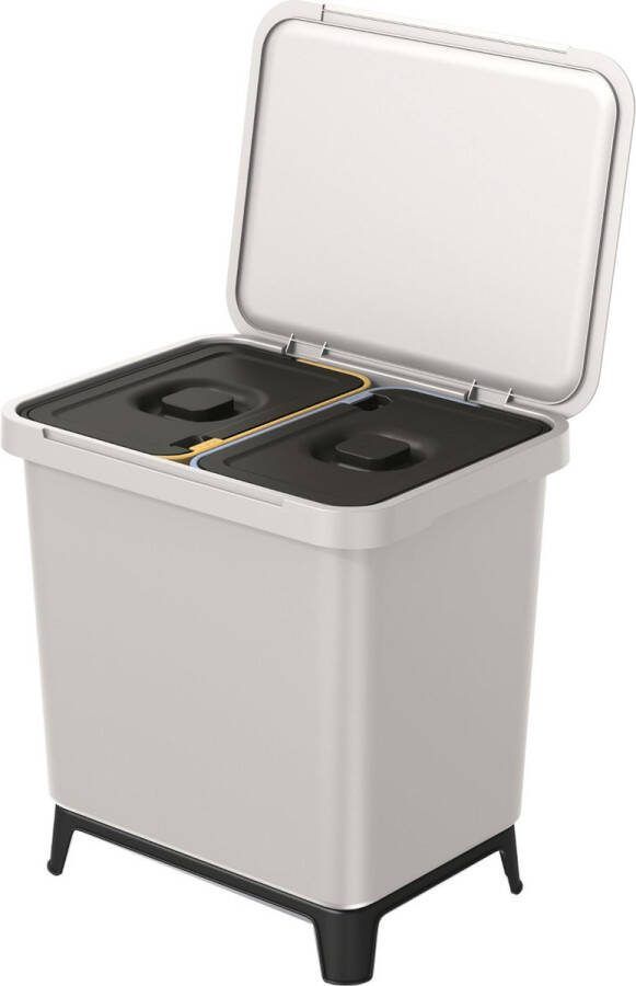 Prosperplast Prullenbak Afvalbak met recyclingbakken 2x10L Asgrijs