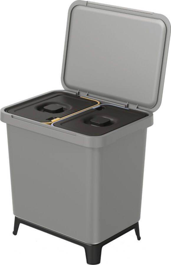 Prosperplast Prullenbak Afvalbak met recyclingbakken 2x10L Grijs
