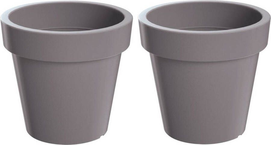 Prosperplast Set van 2x stuks grote steengrijze bloempotten plantenpotten 60 cm Kunststof Bloempotten plantenpotten voor binnen en buiten