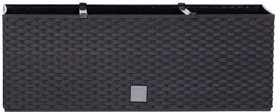 Prosperplast Set van 2x stuks kunststof Rato plantenbak met irrigatiesysteem antraciet 60 x 25 x 24 cm 30 liter Balkonbakken bloembakken