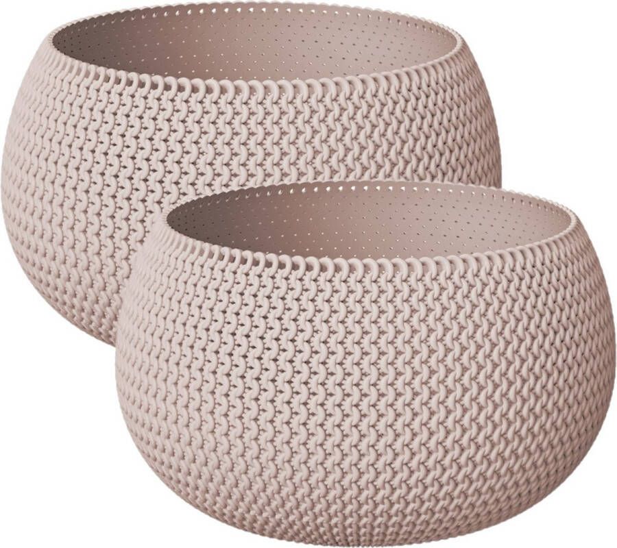 Prosperplast Set van 2x stuks plantenpotten bloempotten kunststof dia 30 cm en hoogte 22 cm in het beige taupe voor binnen buiten
