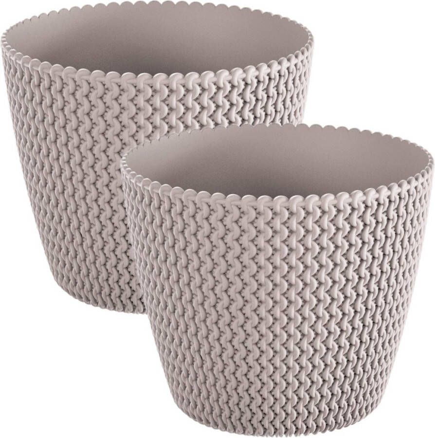Prosperplast Set van 2x stuks plantenpotten bloempotten kunststof dia 35 cm en hoogte 29 cm in het beige taupe voor binnen buiten