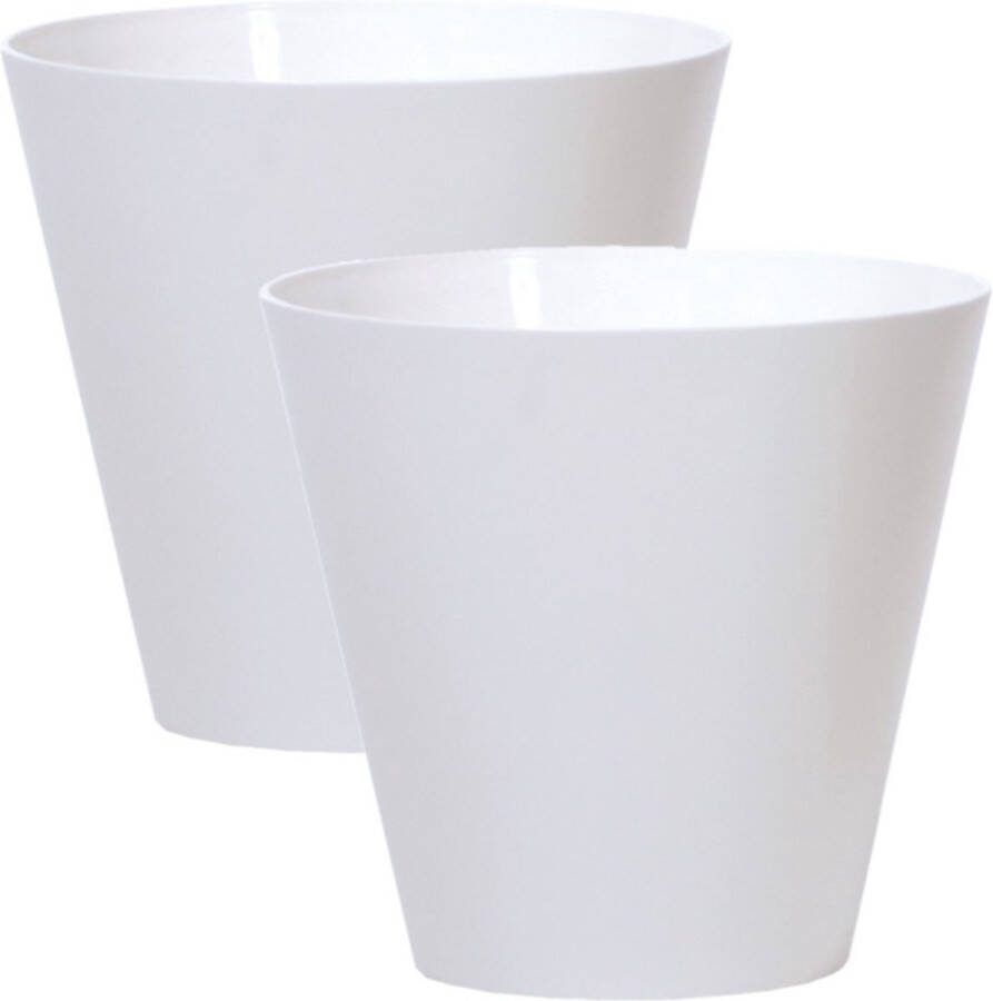 Prosperplast Set van 2x stuks plantenpotten bloempotten kunststof dia 40 cm en hoogte 37 cm parel wit voor binnen buiten