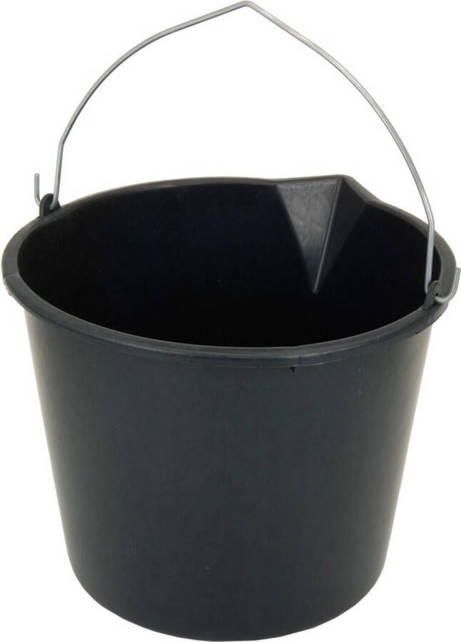 Prosperplast Stevige zwarte huishoud emmer 12 liter met tuit Huishoudelijke producten Huishoudemmers klusemmers bouwemmers schoonmaakemmers