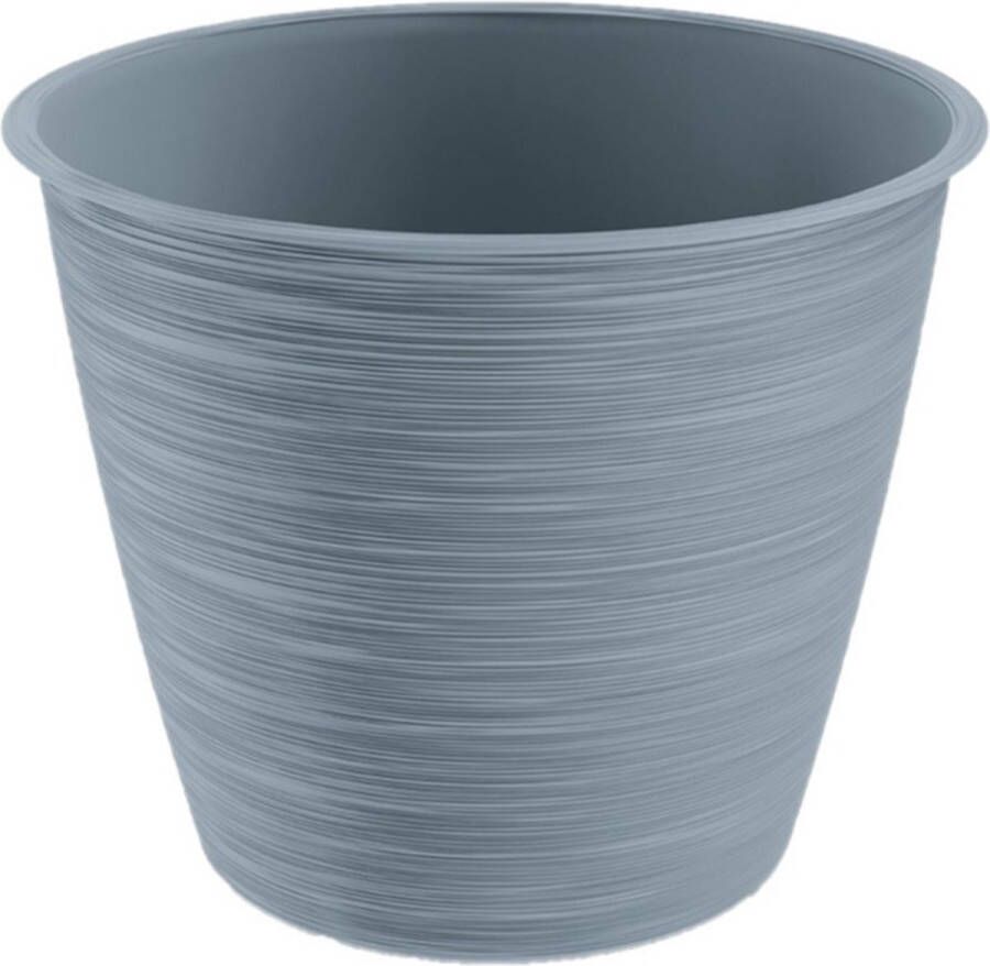 Prosperplast Stijlvolle kunststof plantenpot bloempot dia 15 cm hoogte 12.5 cm Paintstripe steengrijs voor binnen buiten