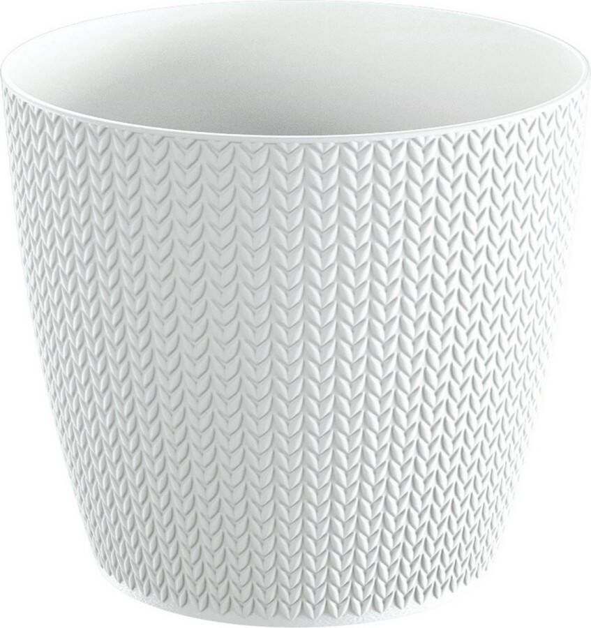 Prosperplast Stijlvolle plantenpot bloempot kunststof dia 13 cm en hoogte 11 cm in het parel wit voor binnen buiten
