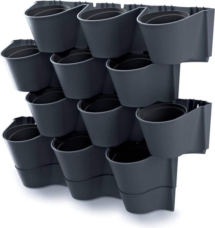 Prosperplast Verticale tuin hangende kunststof plantenpotten Modulair Antraciet grijs L 67 x B 18 x H 57 cm Binnen buiten