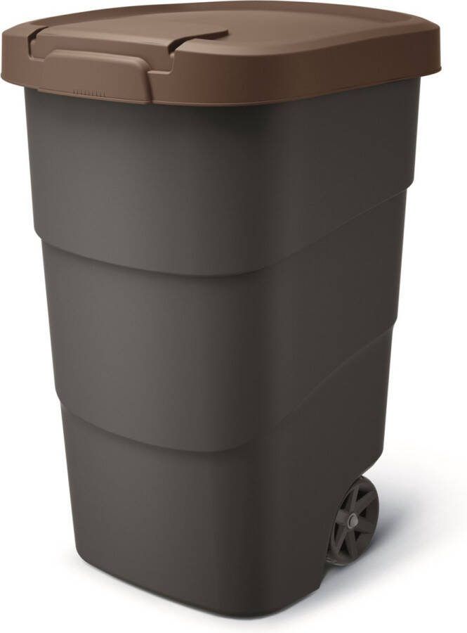 Prosperplast Wheeler Grote Afvalbak met wielen 95L Bruin Kunststof