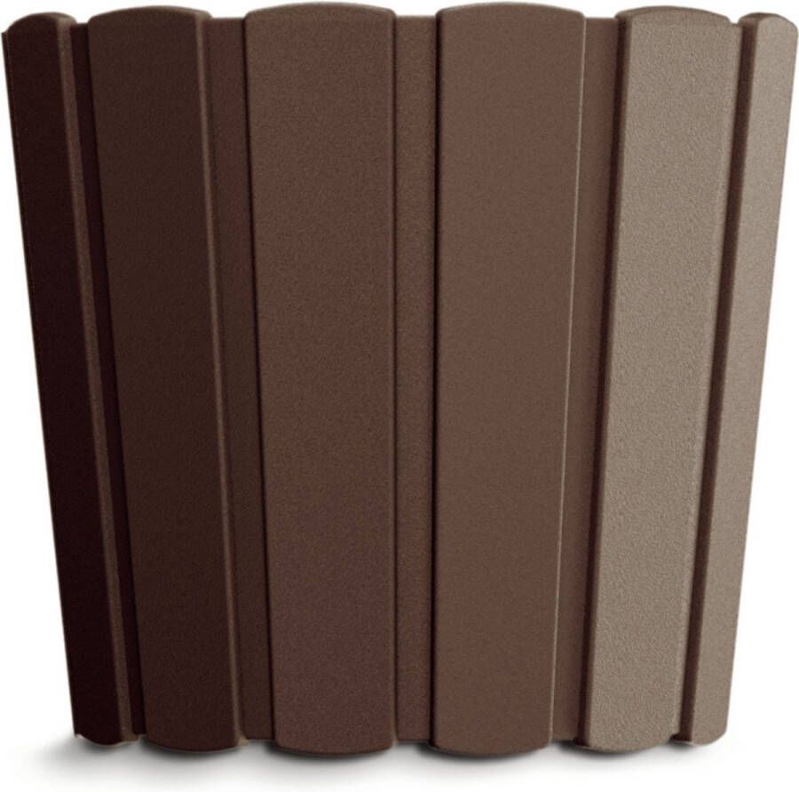 Prosperplast Wood-look plantenpot bloempot kunststof dia 24 cm hoogte 22 cm houtbruin voor binnen buiten