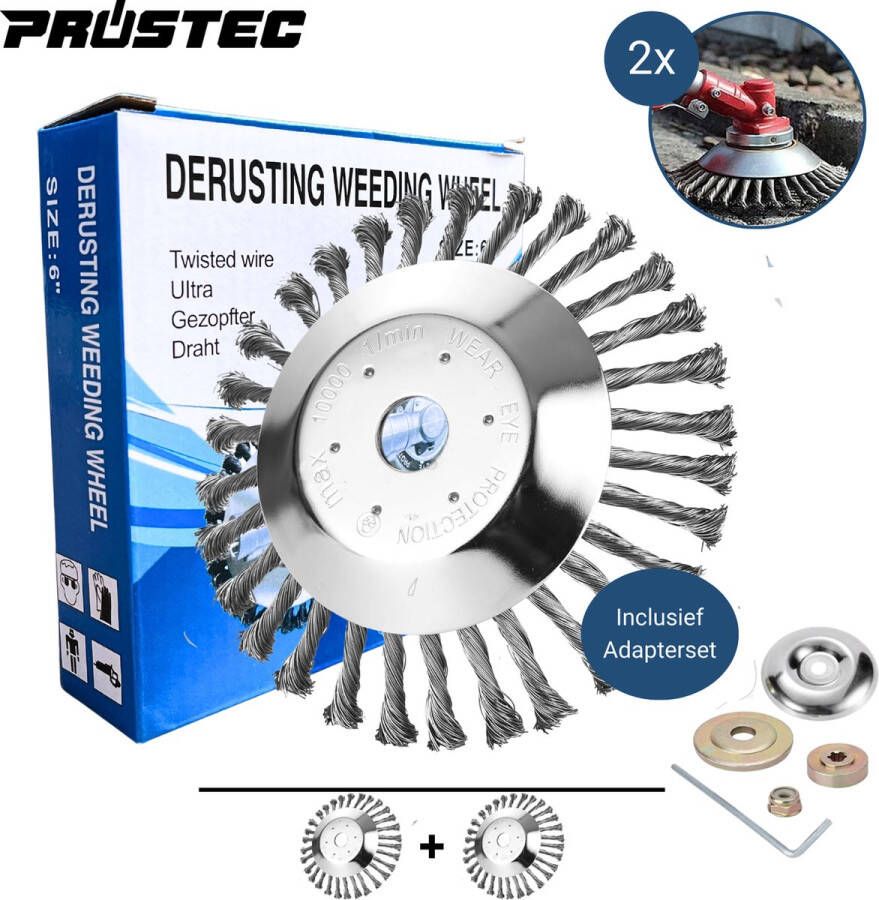 Prostec Onkruidborstel voor Bosmaaier Electrisch Per 2 Voegenborstel Grastrimmer Universeel 20cm