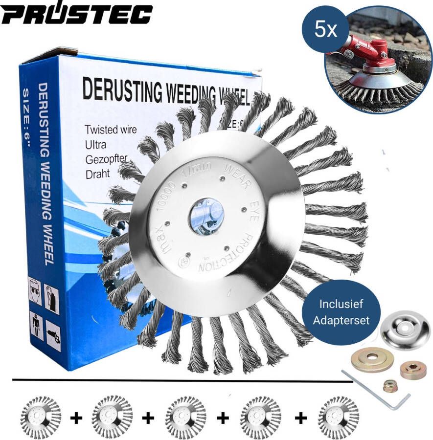 Prostec Onkruidborstel voor Bosmaaier Electrisch Per 5 Voegenborstel Grastrimmer Universeel 15cm