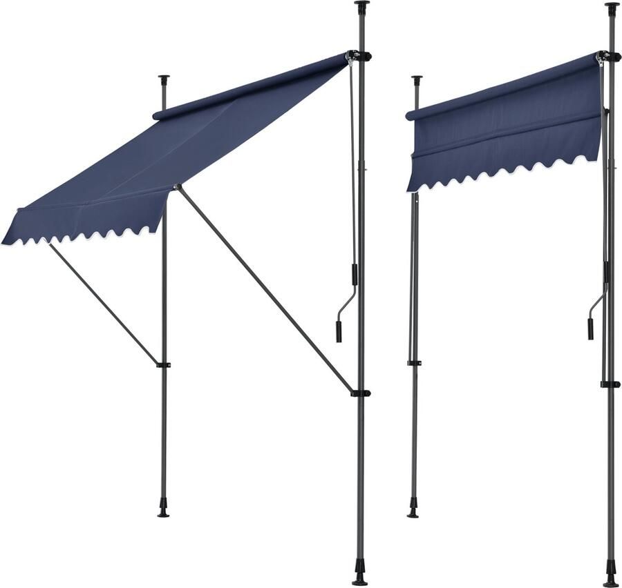 Pro.tec Klem zonwering luifel uitschuifbaar donkerblauw 250x120 cm