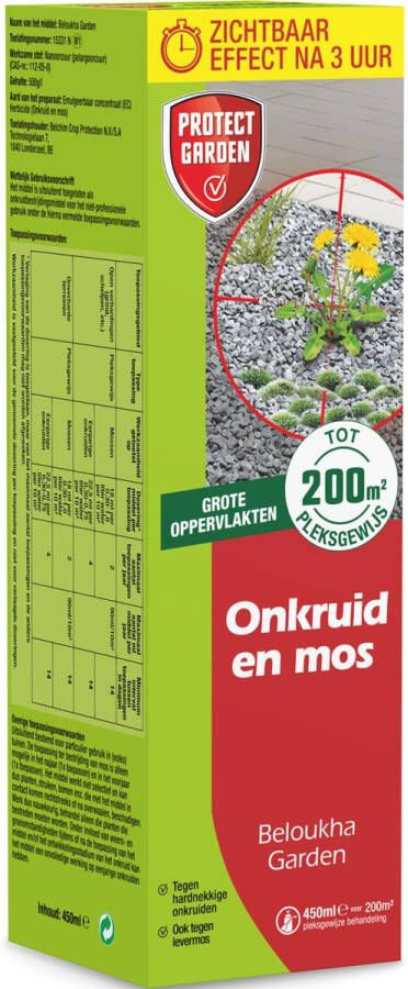 Protect Garden Beloukha Garden Onkruidbestrijder 450 ml Onkruid en Mos Bestrijdingsmiddel Binnen 3 uur Resultaat