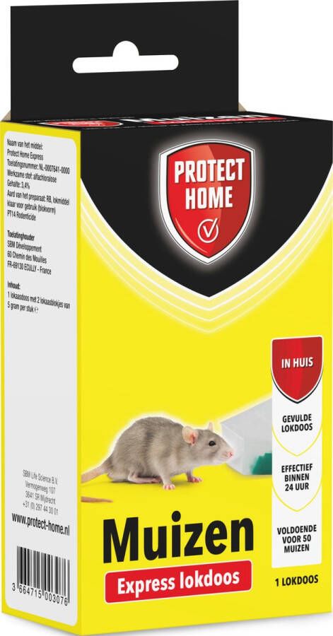 Protect Home Express Lokdoos Muizen 1 Stuk Muis Bestrijden Effectief Binnen 24 Uur Goed voor 50 Muizen