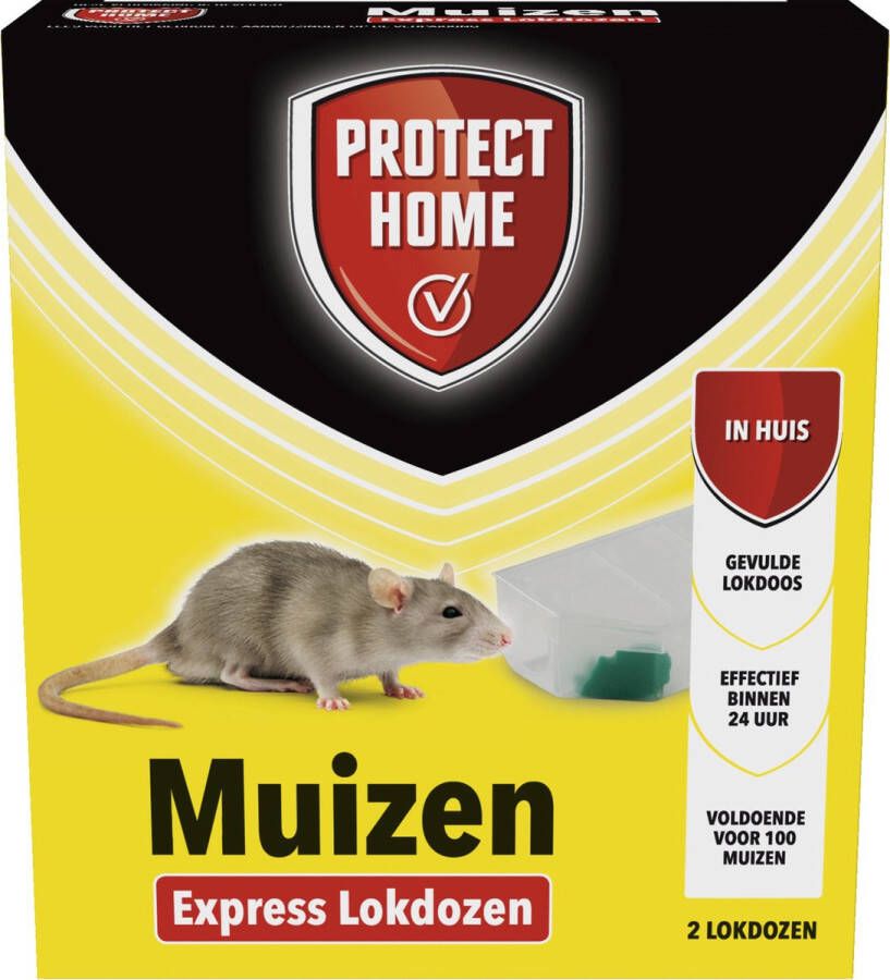 Protect Home Express Lokdoos Muizen 2 Stuks Muis Bestrijden Effectief Binnen 24 Uur Goed voor 100 Muizen