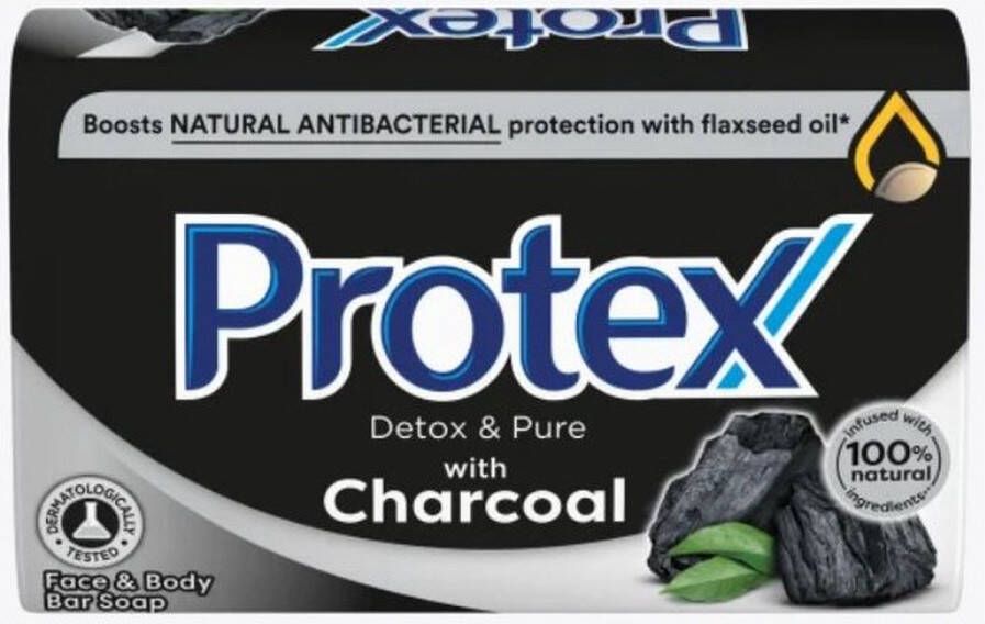 Protex Detox & Pure Charcoal Handzeep Antibacteriële zeep met Lijnzaadolie Voor Handen en Lichaam Soap Zeep Blok 90g