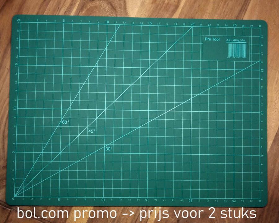 ProTOOLS.be Snijmat A4 proTOOLS (set van 2 stuks) met raster (1 cm) en gradenboog (90 60 45 30°)