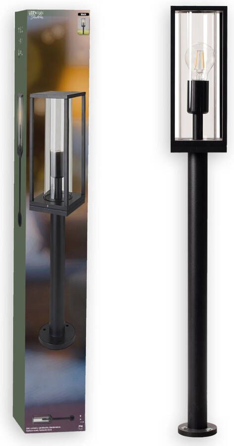 Proventa LongLife Tuin Lantaarnpaal Jimmy E27 fitting 80 cm hoog 1 x Tuinpaal Zwart