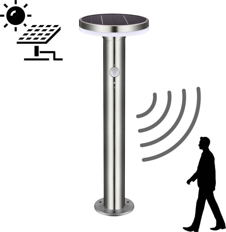 Proventa Motion Solar Tuinpaal Bewegings- En Daglicht Sensor Rvs Ip44