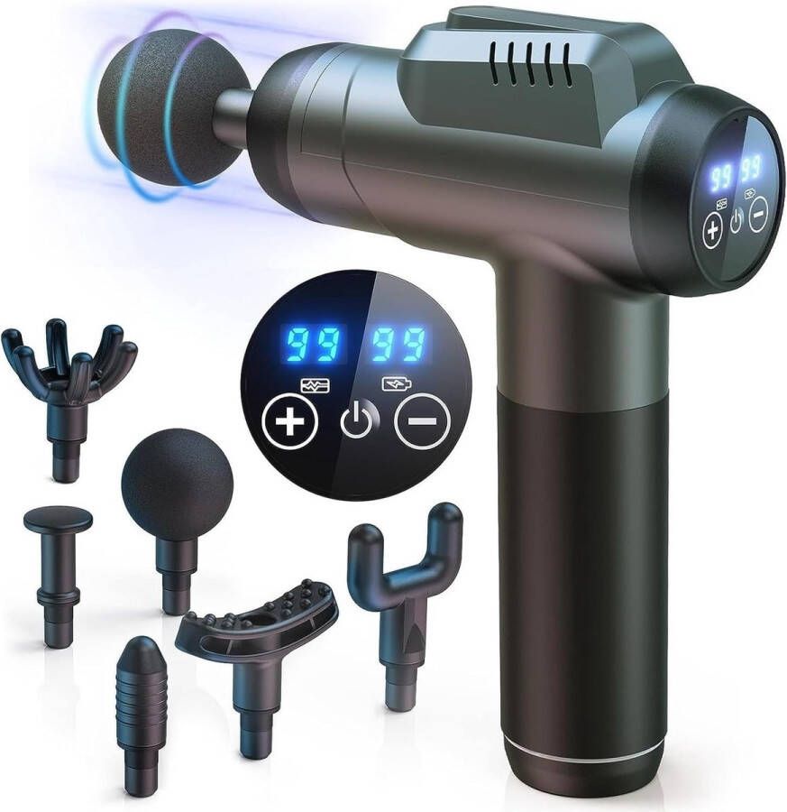 PRS Business Massagepistool Lichaamsmassage 99 Snelheden 6 Kopstukken Spierpijnverlichting LCD-Touchscreen