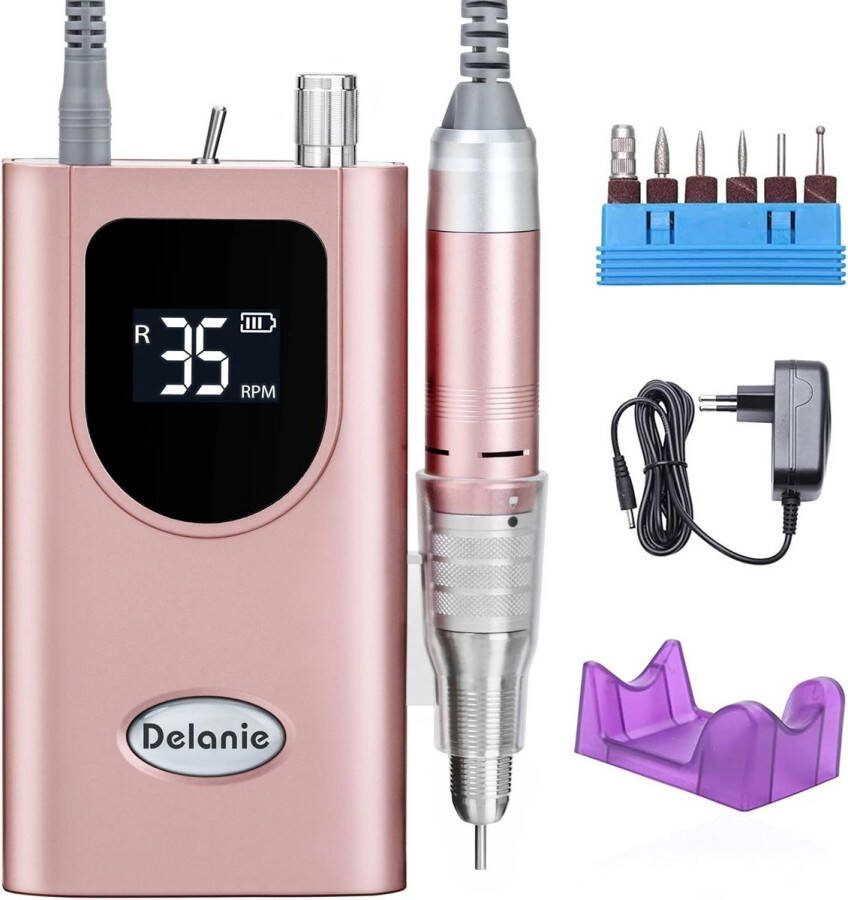 PRS Business Professionele Nagelvijl Elektrisch Manicure- En Pedicureset 6 Nagelbitjes 6 Schuurrolletjes Draagbaar Oplaadbaar