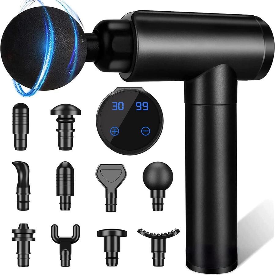 PRS Business Massagepistool Lichaamsmassage 30 Snelheden 10 Kopstukken Spierpijnverlichting LCD-Touchscreen