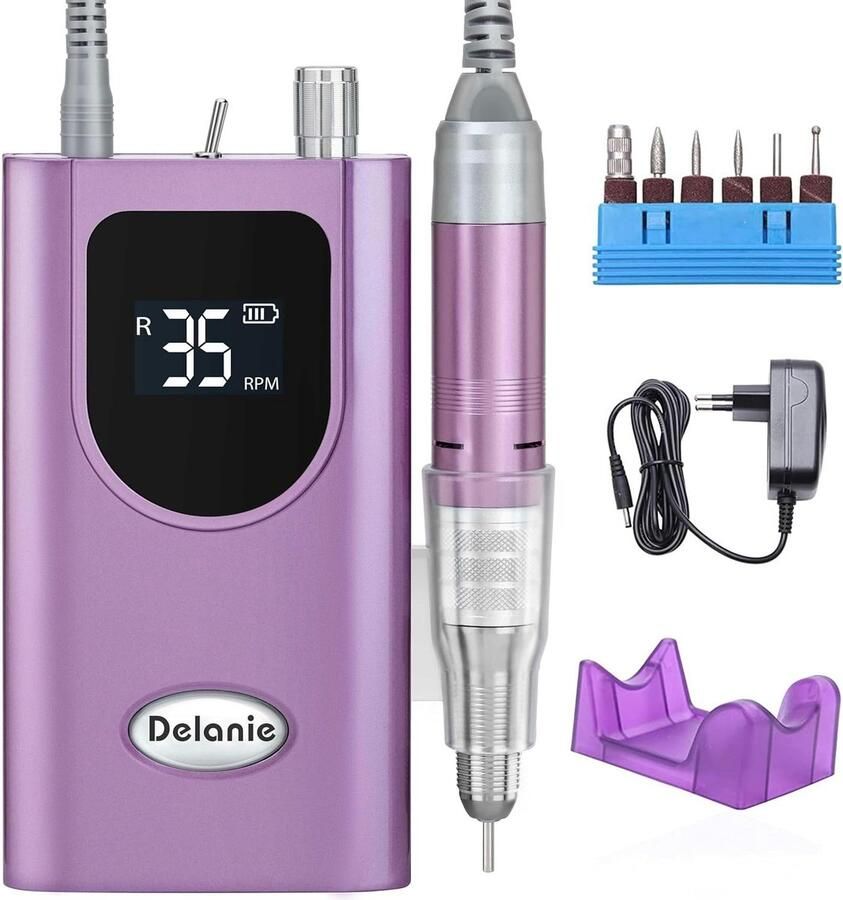 PRS Business Professionele Nagelvijl Elektrisch Manicure- En Pedicureset 6 Nagelbitjes 6 Schuurrolletjes Draagbaar Oplaadbaar