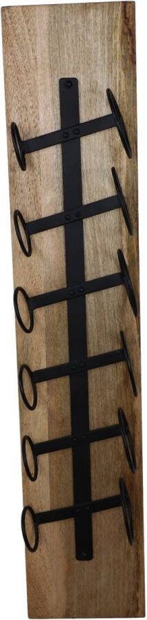 PS-Collection Ponce Wijnrek 20x13x100 cm Bruin Zwart Hout Metaal wijnrek muur wijnkast wijnrek hout wijnrekken wijnrek zwart wijnrek hangend wijn rek wijnrek wand