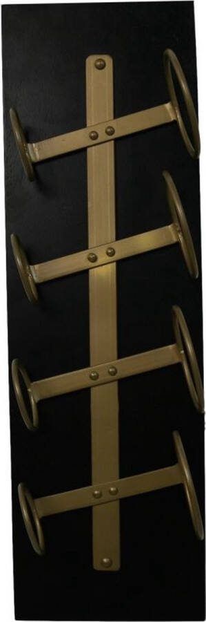 PS-Collection Ponce Wijnrek 20x13x65 cm Zwart Goud Hout Metaal wijnrek muur wijnkast wijnrek hout wijnrekken wijnrek zwart wijnrek hangend wijn rek wijnrek wand