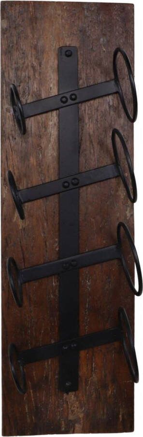 PS-Collection Rubio Wijnrek 20x14x65 cm Bruin Zwart Oud Hout Metaal wijnrek muur wijnkast wijnrek hout wijnrekken wijnrek zwart wijnrek hangend wijn rek wijnrek wand