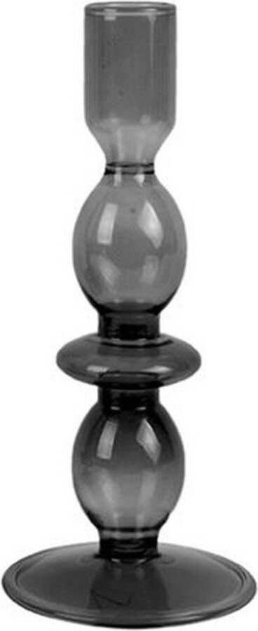 PT` 2x Present Time Candle Holder Glass Art Bubbles Medium Black