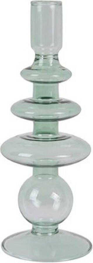 PT` 2x Present Time Candle Holder Glass Art Rings Large Green