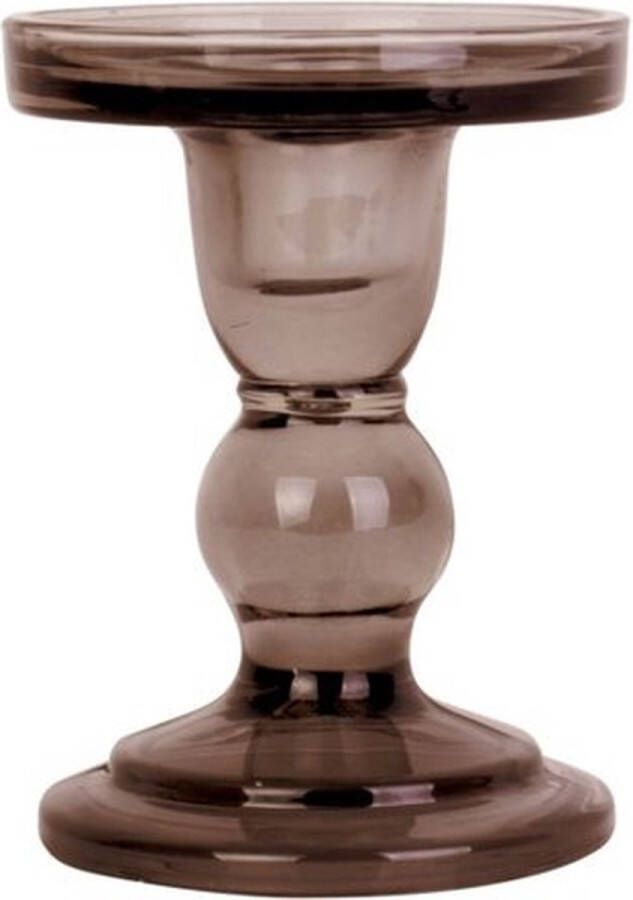 PT` 3x Present Time Candle holder Glass Art Medium Chocolate Brown