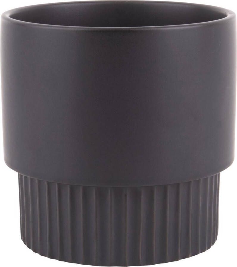 Pt bloempot Ribbed large-Zwart