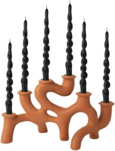 Present time Candleholder Swirls large polyresin burned orange