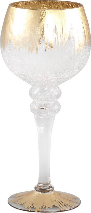 PTMD Armando champagneglas XL Goud met helder glas kaarsenhouder windlicht theelichthouder